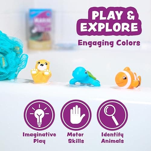 Tub Works® Marine™ Mold Free Bath Toys, 6 Pack | Sealed, No Hole Bath Toys Design Keeps Moisture Out | Soft, Squeezable & Float on Water | Easy-Grip Baby & Toddler Bath Toy Set | Great Baby Pool Toys thumbnail 8
