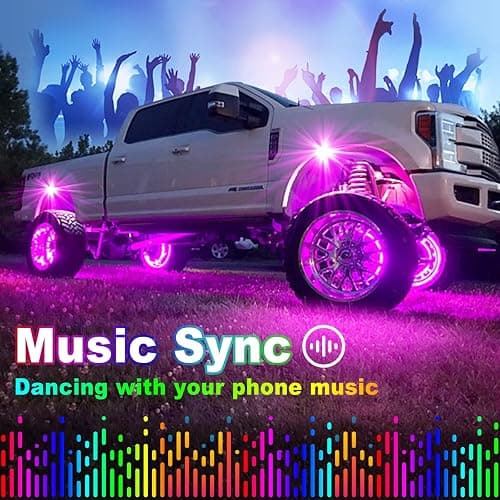 YiLaie RGB LED Rock Lights, 60 LEDs High Brightness Multifunction Neon underglow Kit Waterproof Light with APP/RF Control Multicolor Lights for ATV RZR UTV SUV Off Road Car, DC 12V (4 Pods) thumbnail 3