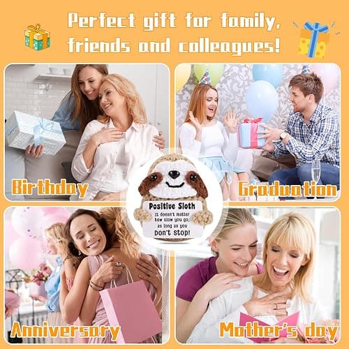 Narottl Handmade Crochet Emotional Support Plush Blind Box Mini Positive Animal Dolls with Inspirational Card, Motivational Sticker & Hook, Hanging & Desktop Gifts for Friend, Coworker & Teacher thumbnail 6