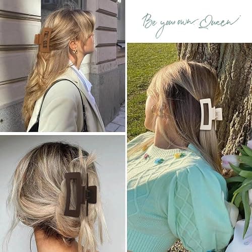 Sisiaipu Hair Clip, 3.5 Inch Medium Hair Claw Clips 6 Pack for Women and Girls - Amber Hair Accessories thumbnail 6