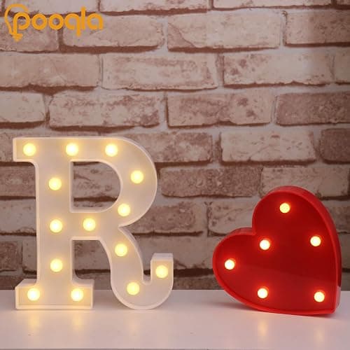 Pooqla LED Marquee Letter Lights Sign, Light Up Alphabet Letter for Home Party Wedding Decoration R thumbnail 4