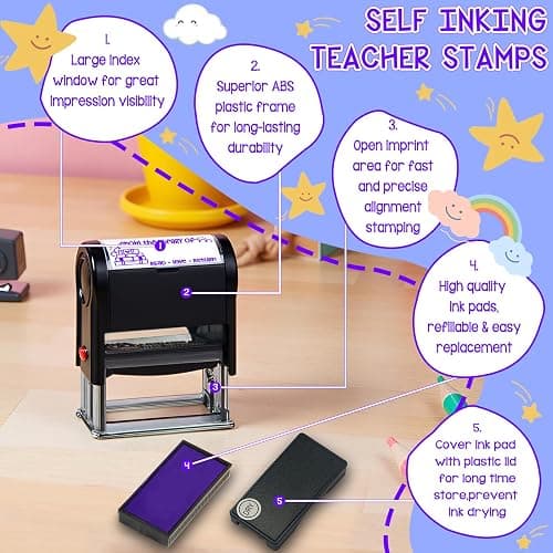 Bertiveny from-The-Library-of Self-Inking Book-Stamps for Teacher-Stamps for Grading Book Stamp for Ex Libris Stamps School Classroom Supply (from The Library of-Purple) thumbnail 4