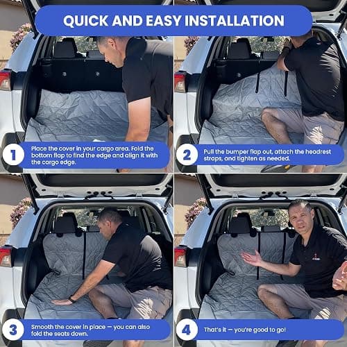 4Knines Split Cargo Liner for SUV – For Dogs & Pets, Heavy-Duty, Waterproof Trunk Mat & Cargo Cover – Fits 60/40 Split Bench & Armrest Pass-Through – Machine Washable, Non-Slip, Durable (Large, Beige) thumbnail 8