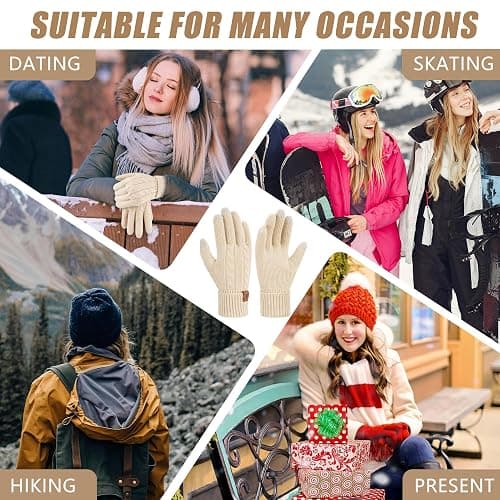 FZ FANTASTIC ZONE Womens Winter Warm Touch Screen Gloves Elastic Cuff Thermal Knit Gloves for Women Cold Weather Gifts thumbnail 4