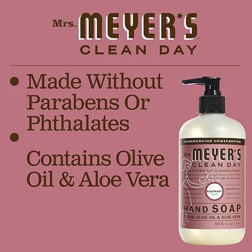 MRS. MEYER'S CLEAN DAY Liquid Hand Soap, Cruelty Free and Biodegradable Formula, Rosemary Scent, 12.5 oz- Pack of 3 - Rosemary - 12.5 Fl Oz (Pack of 3) thumbnail 5