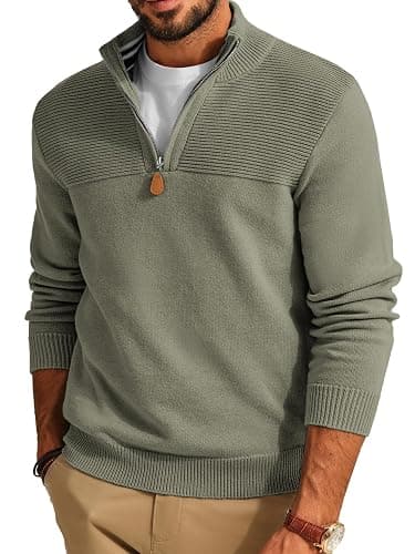 PJ PAUL JONES Men's Quarter Zip Sweater Slim Fit Casual Pullover Sweater Mock Neck Polo Sweaters - Image 1