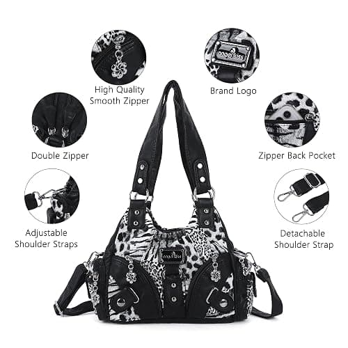Angel Kiss Purses for Women Small Hobo Shoulder Bags Vagen Leather Multi-Pocket Tote Bag with Zipper thumbnail 5