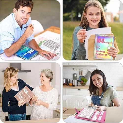 Ospelelf 100 Envelopes Money Saving Challenge Book 52 Week Budget Binder with Cash Envelopes to Save $10,000, Glitter Pink thumbnail 7