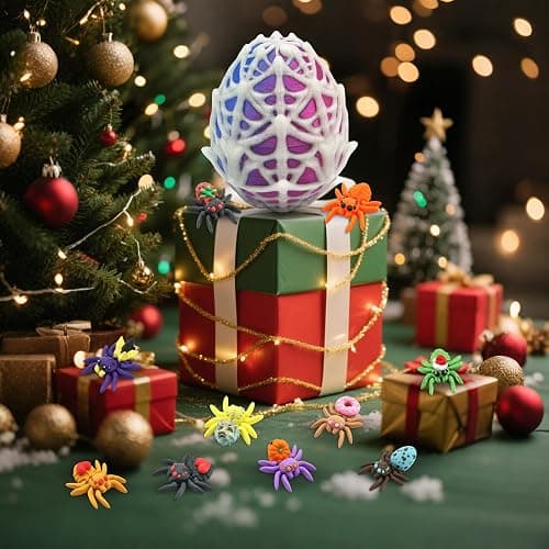 Mini 3D Printed Animals Spider Egg with 10 Unique Spiders Inside, Glow in The Dark Surprise Eggs, Christmas Gifts for Teens Kids, Christmas Decorations Outdoor Indoor Toys for Girls Boys Party Favors thumbnail 6