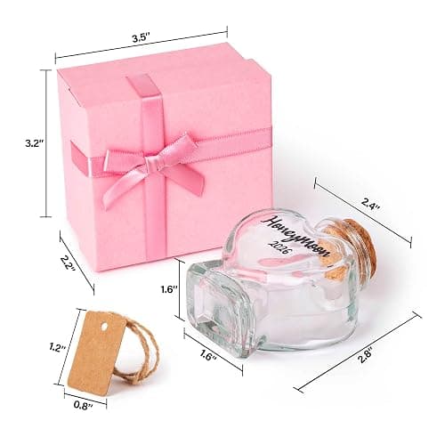 TUNGURIS Honeymoon Sand Keepsake Jar 2026，Bridal Shower, Wedding, Engagement, Honeymoon, Travel for Couples, Newlywed, Fiance(Gift Box Includes) - 40ml Heart Shape Glass thumbnail 3