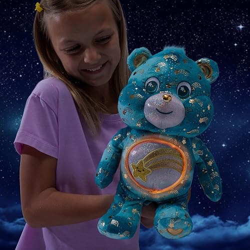 Basic Fun Care Bears 35cm Glowing Belly Plush – Wish Bear – Soft Eco-Friendly Toy with Light-Up Belly Badge – Comforting Collectible for Kids & Fans thumbnail 6