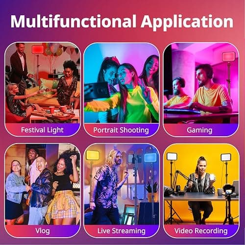 Torjim RGB Photography Video Lighting, Studio Lights with Adjustable Tripod Stand - 16 Color Lighting for Video Recording/YouTube/TikTok/Live Streaming/Make up/Vlogging - 16 Colors thumbnail 6