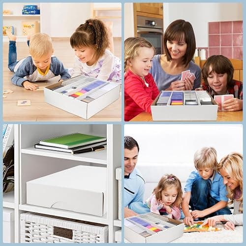 HIMOMO Trading Card Storage Box 3120 Count Collector Cards Box White Sports Card Storage Boxes Card Sorting Tray Cases Cards Collection Trading Cards Box for Soccer Basketball Cards(4 Set) thumbnail 5