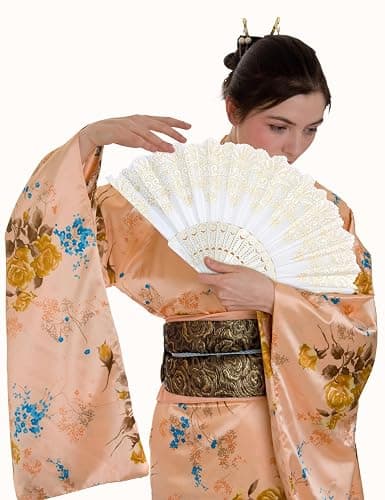 EOSAU Handheld Chinese Folding Fan Hand Fans for Women Foldable Bulk for Party Wedding Church Dancing (White) thumbnail 5