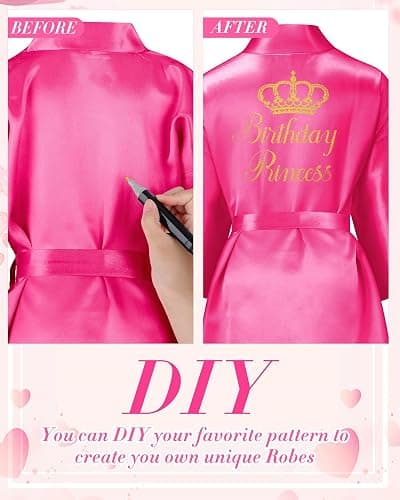 Jecery 5 Pack Spa Robes Set for Party Gift Sleepover Slumber Birthday Party Squad Robe DIY Silk Satin Bathrobes with Headband thumbnail 3