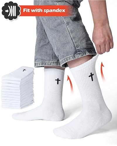 Shihanee 12 Pairs Cross Socks for Men Religious Christian Pastor Elastic Crew Socks Christian Gifts for Men thumbnail 4