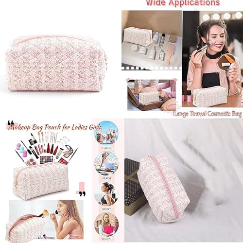 Suweiyuanshiyi Floral Makeup Bag,Multi-Functional Coquette Cosmetic Bag,Soft Fuzzy Cosmetic Pouch Puffy Travel Toiletry Bag,Aesthetic Makeup Brushes Storage Bag for Women Girls Girlfriends thumbnail 7