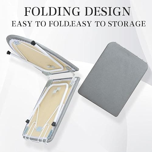 ZOES HOMEWARE Tabletop Ironing Board,Portable Iron Board with Iron Rest, Foldable Small Ironing Board with Heat Resistant Cover and 100% Cotton Pad, 31.5"x11.8"x7", Grey thumbnail 4