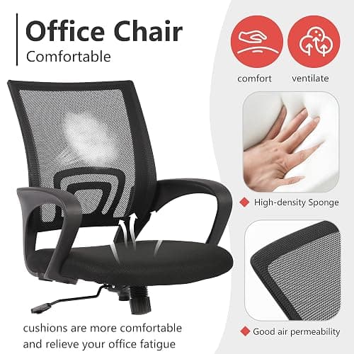 PayLessHere Office Computer Chair Ergonomic Cheap Desk Chair Adjustable Comfortable Mid Back Task Rolling Swivel with Lumbar Support for Home Office (Pack of 1, Black) thumbnail 5