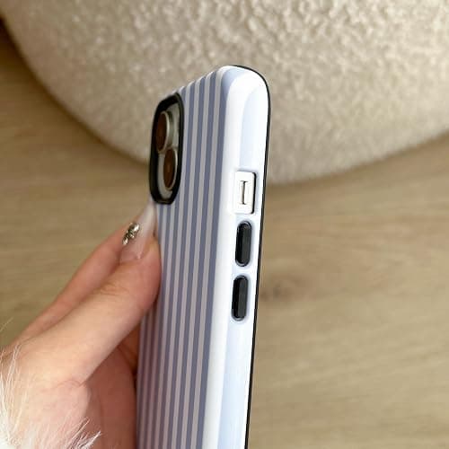 YOYORI for iPhone 13/14 Case, Cute Striped Shockproof Slim TPU PC Cover | Blue | Comfortable Grip | Lightweight | Designed for Women & Girls thumbnail 4