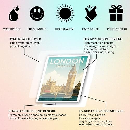 BEATRI World Travel Stickers 50Pcs Waterproof Vinyl Travel Map Stickers for Suitcase, Bicycle, Laptop, Water Bottle, Journaling & Travel Gear | Non-Repeating Decals, High-Definition Print thumbnail 5
