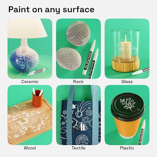ARTISTRO 2 White Permanent Marker - Waterproof Markers for Tire, Fabric, Rocks, Glass, Ceramic, Wood, Paper - Oil Based Paint Pens - Extra-Fine Tip 0.7mm thumbnail 2