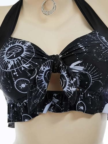 MEOWCOS Goth Bikini Swimsuit Witch Bathing Suit Dark Style Star Moon Gothic Swimsuit thumbnail 5