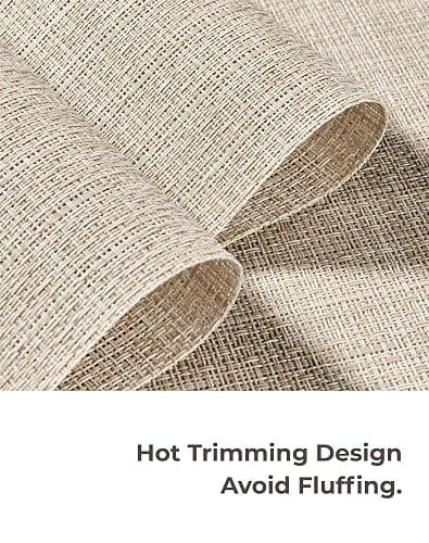 Leetaltree Beige Placemats Set of 6 - Heat Resistant Non-Slip Place mats for Dining Table, Washable Durable PVC Vinyl Woven Table Mats(Beige, 6) thumbnail 7