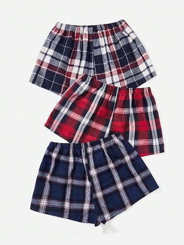Milumia Women's Flannel Pajama Shorts Plaid Elastic Waist Sleep Pj Shorts 3 Pack thumbnail 3