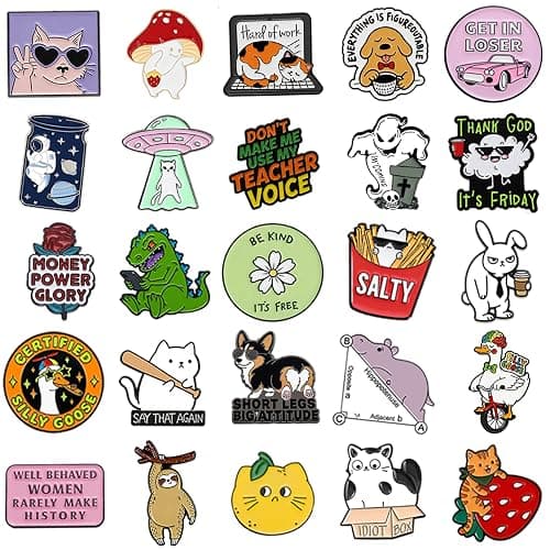 SINCCO 20/40/50/80 PCS Cute Enamel Backpack Pins, Funny Enamel Pins Bulk Set Cool Button Pins Aesthetic Brooch Lapel Pins Anime for Backpacks, Jackets, Hats, Kids, Girls thumbnail 4