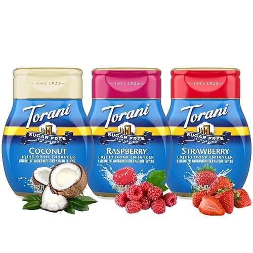 Torani Sugar Free Liquid Drink Enhancer Flavors Variety 3-Pack, 1.62 Oz Ea | Raspberry, Strawberry, and Coconut Water Enhancer Flavoring for Dirty Sodas, Lemonade, Iced Tea, Skinny Cocktails thumbnail 3