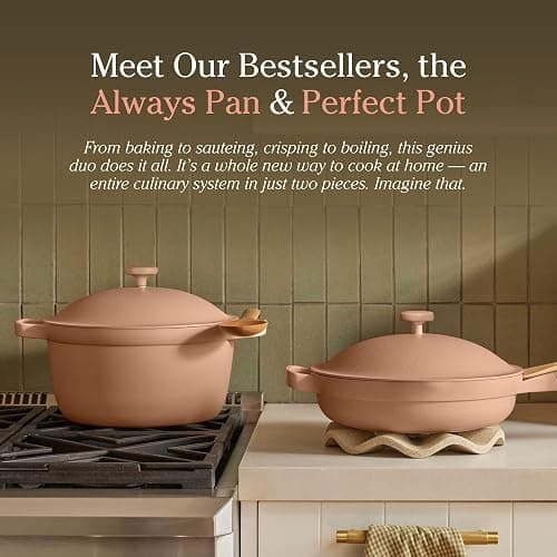 Our Place Cookware Duo, 7-Piece Ceramic Nonstick Cookware Set with Strainer | Non-toxic ceramic cookware set with 10.5-inch Always Pan, 5.5 Qt Perfect Pot & strainer; induction & oven safe to 450°F thumbnail 2
