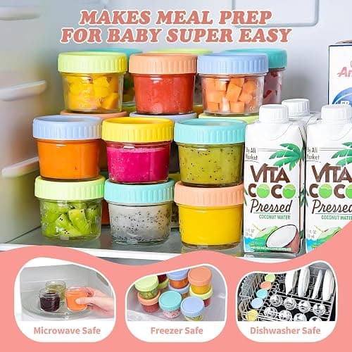 20 Pack Glass Baby Food Containers, 4 Oz Glass Baby Food Storage Jars with Airtight Lids, Reusable Leak-Proof Baby Food Jars, Freezer Microwave Dishwasher Safe thumbnail 5