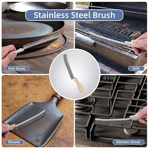 Foogwee® Crevice Cleaning Brush - Soft Bristle Brush + Hard Bristle Brush + Stainless Steel Bristle Wire Brush, Cleaning Tools for Household Use, Multifunctional Gap Cleaning Supplies - Khaki thumbnail 6