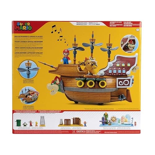 Super Mario Deluxe Bowser's Air Ship Playset with Mario Action Figure – Authentic in-Game Sounds & Spinning Propellers thumbnail 7