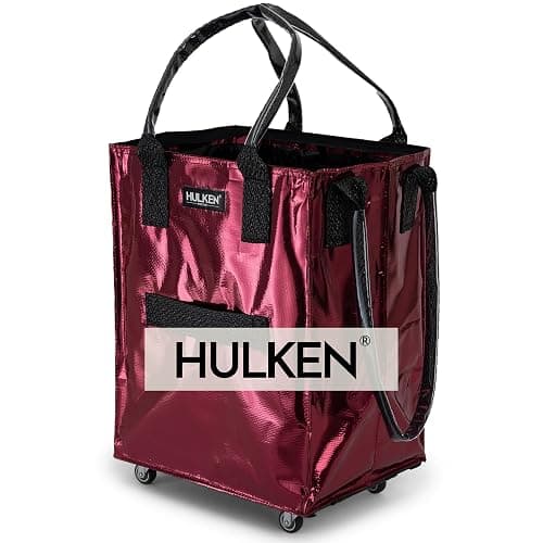 (Medium, Cosmic Red) Reusable Grocery Bag On Wheels, Shopping Trolley, Rolling Tote, Zipper Closure, Lightweight, Carries Up to 66 lb, Folds Flat, Unbreakable Handles - Image 1