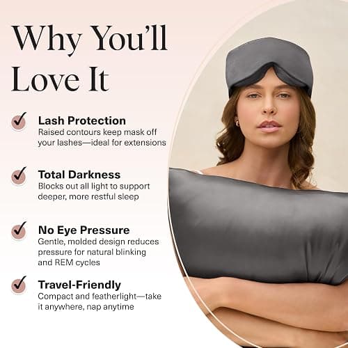 Kitsch Contour Pillow Eye Mask – Softer Than Silk Eye Masks for Sleep, Blindfold Sleep Masks for Women & Men, No Eye Pressure, Lightweight, Eye Care, Travel Essentials - Charcoal thumbnail 3