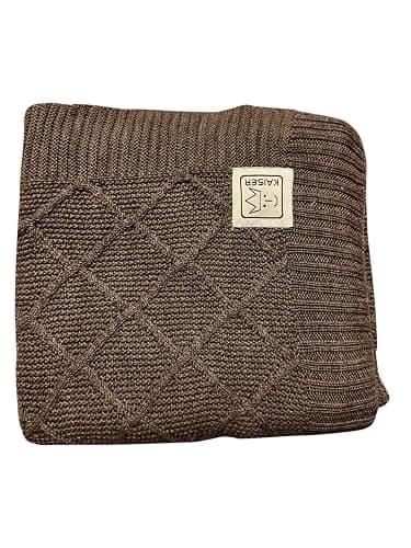 Kaiser 65217391 Wool - Babydecke Strick 100% Merino Wolle, atmungsaktive Babydecke, Ganzjährig, Neugeborene, Kinderwagendecke, Babyschalendecke, Fb. latté thumbnail 4