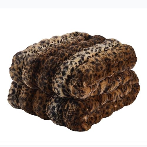RYNGHIPY Faux Fur Blankets for Couch Bed Fluffy Warm Thick Throw Blanket for Bedroom Living Room Soft Cozy Plush Decorative Bubble Furry Blanket Cheetah Print Blanket (Leopard-Coffee, 51''x63'') thumbnail 9