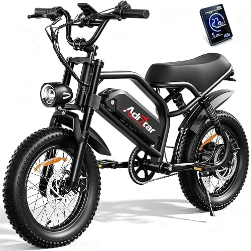 ADISTAR 16" Electric Bike for Adults/Teens, Peak 1500W & 65 Miles Long Range, 48V 15.6Ah Battery, Full Suspension Fat Tire All-Terrain EBike on Mountains,Snow,Sand,Black - Image 1