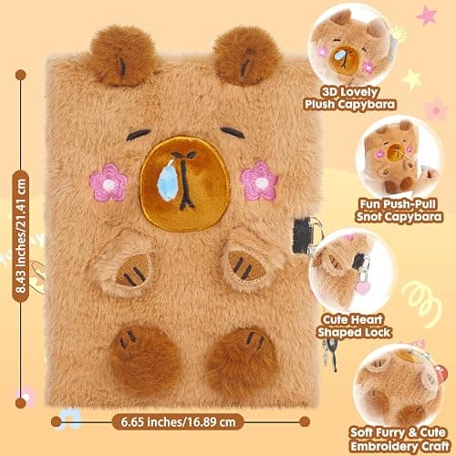 YOYTOO Capybara Gifts for Girls, Kids Capybara Plush Toys Set with Capybara Stuffed Animal, Secret Diary, Ballpoint Pen, Stickers, Birthday Gifts for Little Girls Age 5 6 7 8 9 10-12 Years Old thumbnail 2