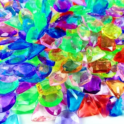 ROYHOO 150PCS Pool Diving Gems Toys, Colorful Crystals Pirate Treasure Jewels Acrylic Gems Plastic Diamonds Gemstones for Vase Filler Summer Beach Toys Home Decor Party Favors thumbnail 6