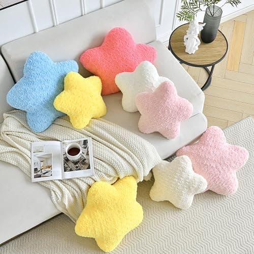 ZCNYCLAM Star Pillow, 14.9" Star Shaped Plush Pillow for Couch Bed Sofa, Cute Decorative Throw Pillows with Soft Faux Fur Room Decor for Bedroom Living Room (White) thumbnail 3