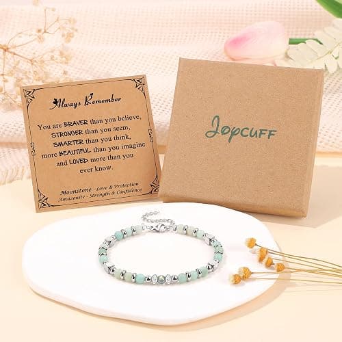 𝗚𝗶𝗳𝘁𝘀 𝗳𝗼𝗿 𝗪𝗼𝗺𝗲𝗻 𝗠𝗼𝗼𝗻𝘀𝘁𝗼𝗻𝗲 𝗕𝗿𝗮𝗰𝗲𝗹𝗲𝘁 Amazonite Colorful Imperial Jasper Stainless Steel Beads Bracelets, Graduation Mothers Day Christmas Birthday Gifts for Her Women thumbnail 6