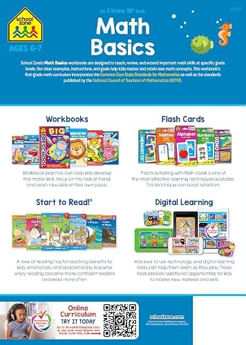 School Zone Math Basics 1 Workbook: 64 Pages, 1st Grade, Numbers 1-100, Identifying Numbers, Skip Counting, Ages 6-7 (I Know It! Book Series) thumbnail 2