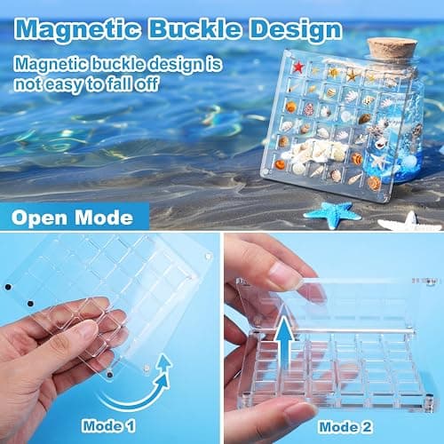 XANGNIER Acrylic Magnetic Seashell Display Box,Clear Sea Shell Display Box,Beach Magnet Storage Organizer Case for Seashell Diamond Beads,36 Grids,Transparent,1 Pack thumbnail 5