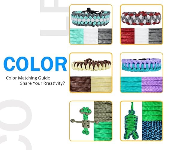 MONOBIN Paracord 550 Combo kit, 24 Colors 10ft Paracord Rope with Instruction, Multifunction Parachute Cord for Making Paracord Bracelets, Lanyard, Dog Collar, Idea for Gift… thumbnail 3
