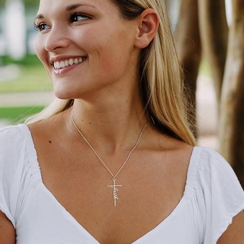 Lcherry Faith Cross Pendant Necklace for Women Religious Christian Jewelry Birthday Christmas Gifts for Women thumbnail 2