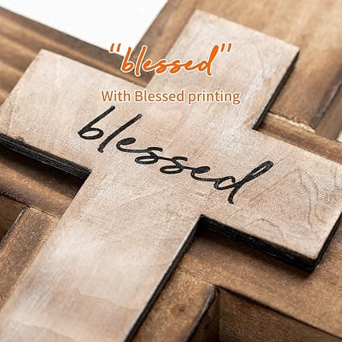 OKSQW Wall Wooden Christians Cross Spiritual Religious Cross Gifts With Hook on Hanging Wall Or Table With Blessed For Church Home Room Decoration For Christmas (5 colors available) thumbnail 3