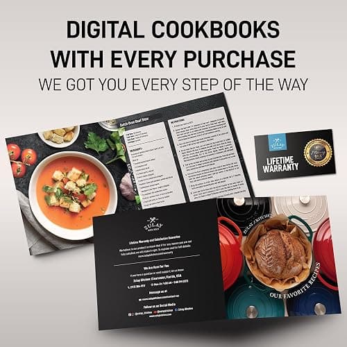 Zulay Kitchen 6 Quart Enameled Cast Iron Dutch Oven Pot with Lid – Premium Durability & Oven Safe up to 500°F – Heavy Duty Cookware Perfect for Bread Baking, Stews, Braising & Roasting – Black thumbnail 4